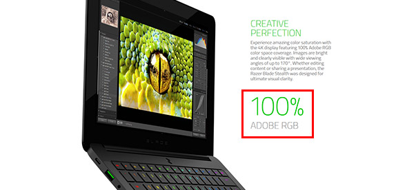 Razer showcases their 100% Adobe RGB coverage